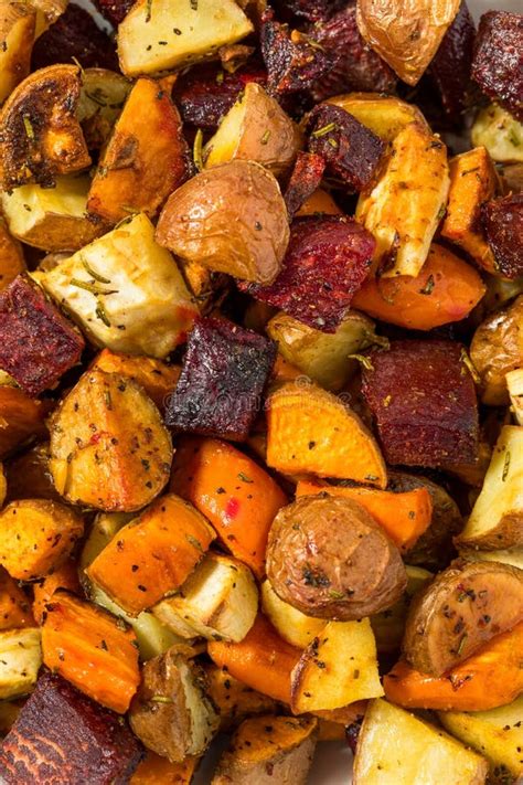 Homemade Healthy Autumn Roasted Root Vegetables Stock Image - Image of ...