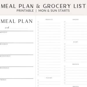 Printable Weekly Meal Planner, Weekly Shopping List Printable, Print at ...