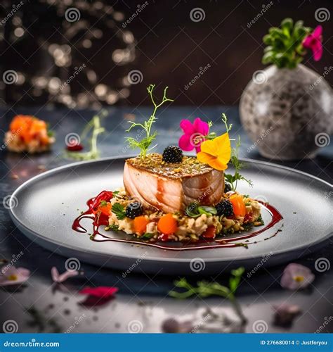Beautifully Plated Gourmet Dish. Culinary Artistry and Presentation ...