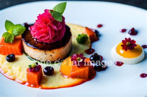 Generate unique and visually stunning food plating designs for a ...