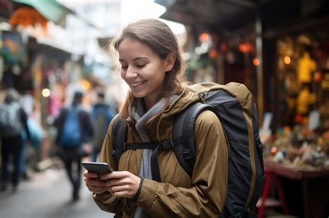Premium AI Image | A traveler using a smartphone