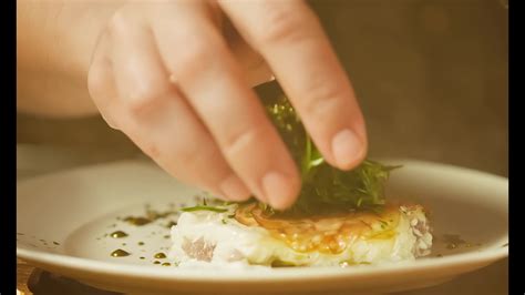 Chef hands decorating garnishing food plate italian french restaurant ...