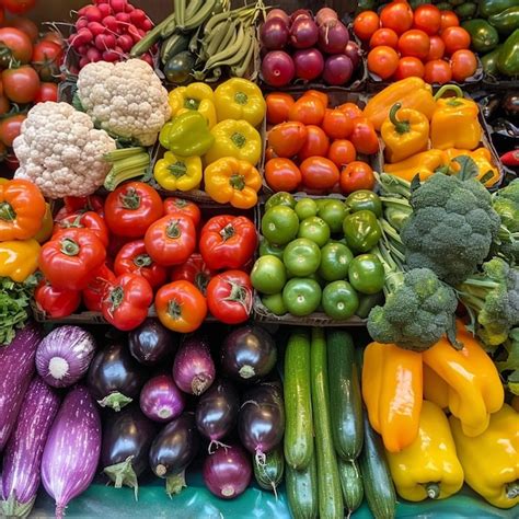 Vibrant vegetable display showcasing fresh produce variety | Premium AI ...