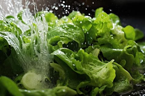 Premium AI Image | A photo capturing the process of washing lettuce in ...
