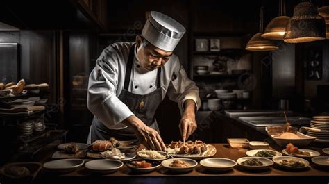 Chef Preparing A Dish In A Restaurant Background, Chef Serving Food, Hd ...