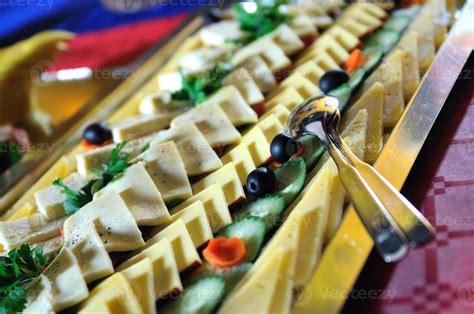 Catering food arrangement on table 10992574 Stock Photo at Vecteezy