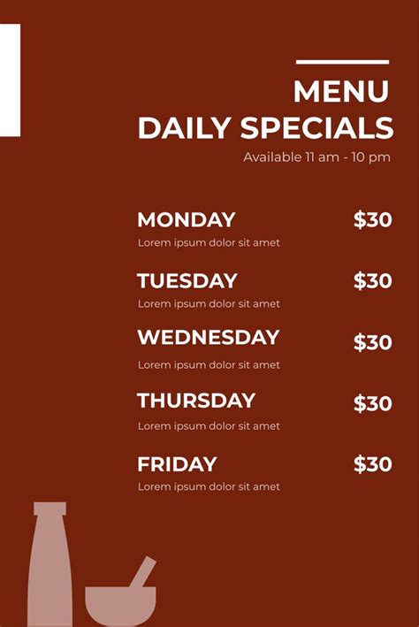 Daily Specials Menu Template