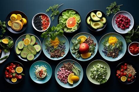 Premium Photo | Various colorful healthy food ingredients arranged in a ...