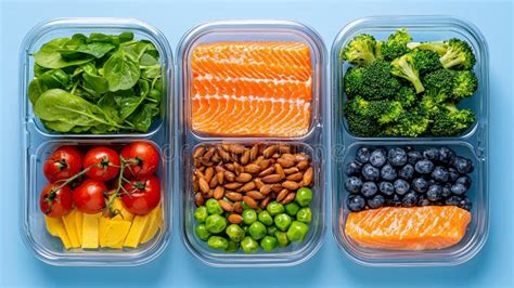 Colorful Meal Prep Containers with Healthy Ingredients Stock ...