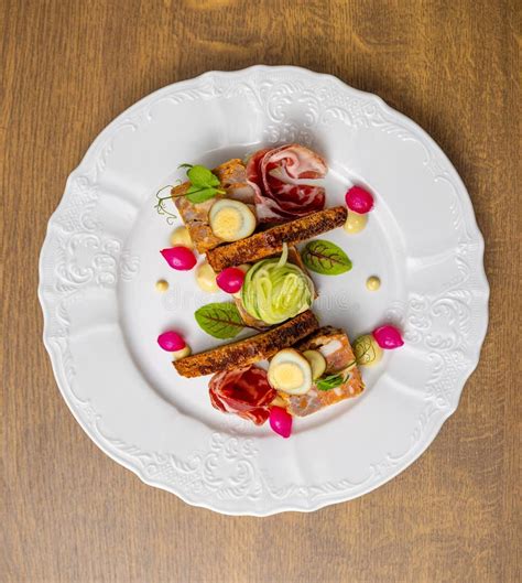 Gourmet Dish, Beautifully Presented on a White Plate Stock Photo ...