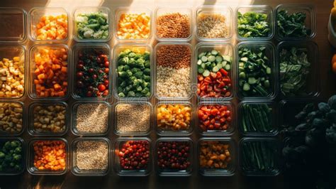 Colorful Chopped Vegetables in Clear Containers Stock Illustration ...