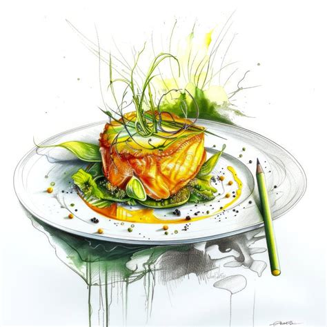 Artistic Gourmet Dish on a White Plate. the Vibrant Colors and Detailed ...