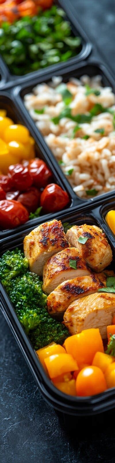 Colorful Meal Prep Containers Filled with Fresh Vegetables, Chicken ...