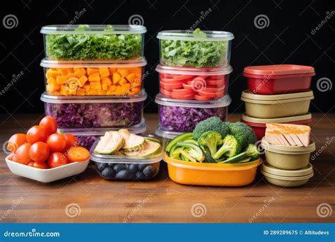 Colorful Meal Prep Containers Stacked Neatly Stock Image - Image of ...