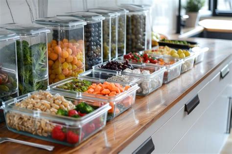 Premium Photo | Various transparent meal prep containers filled with an ...