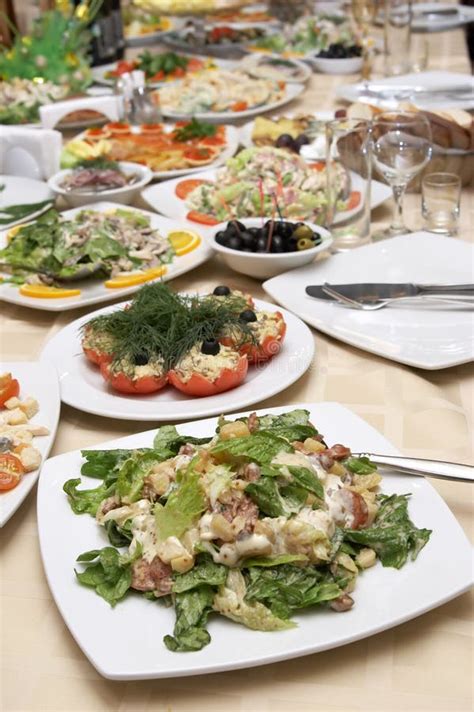 Beautifully Decorated Meal on Plates at Restaurant Stock Photo - Image ...