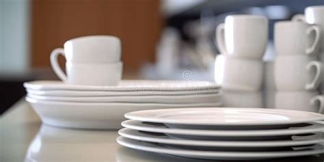 Clean White Plates and Cups Stock Image - Image of fresh, plates: 310134515