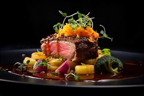 Premium AI Image | CloseUp of a Deliciously Plated Gourmet Meal