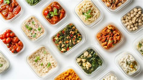 Colorful Meal Prep Containers Arranged on a Flat Surface Showcasing a ...
