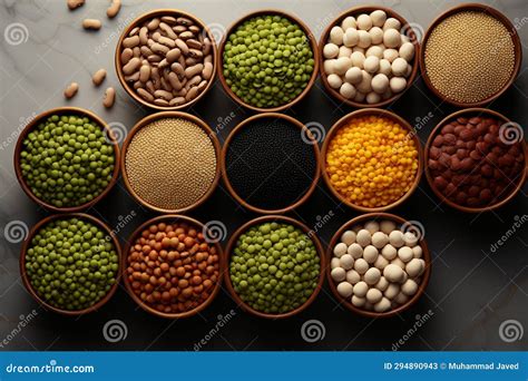 An Assortment of Legumes and Beans, Some Dried and Others Fresh, Stored ...