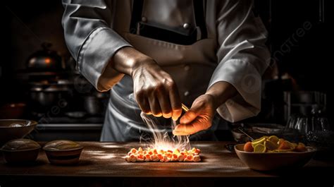 Man With Chef Coat Working In Kitchen Of A Restaurant Close To Burning ...