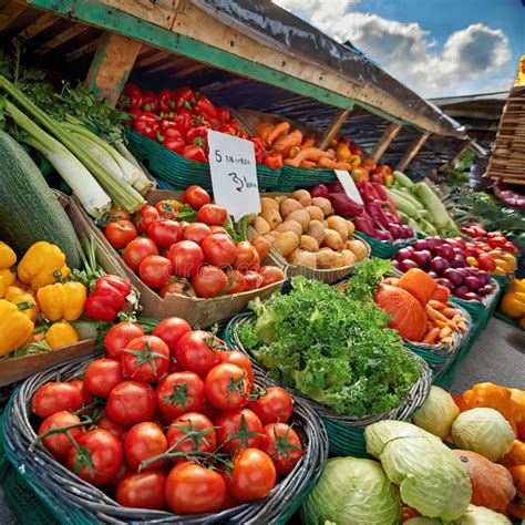 Colorful Display of Fresh Produce at a Local Market Stock Illustration ...