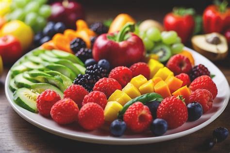 Premium AI Image | Fresh Fruits and Vegetables Artfully Arranged