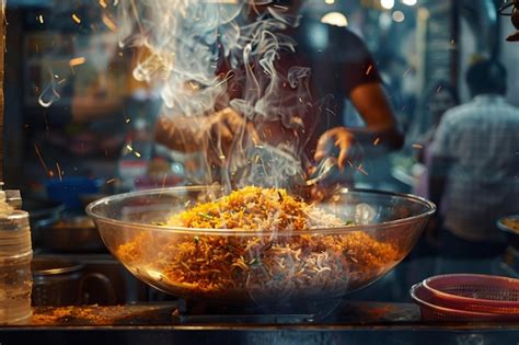 A Wok Full of Smoke and Flavor Street Food in Action | Premium AI ...