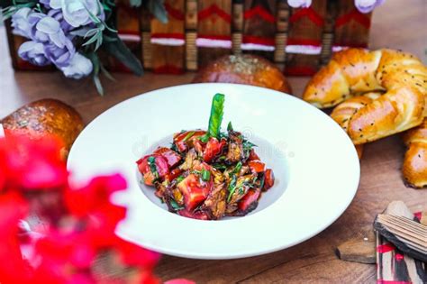 Freshly Prepared Meal on Rustic Wooden Table Stock Image - Image of ...