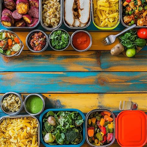 Colorful Healthy Meal Prep Containers Variety of Vegetables Protein and ...