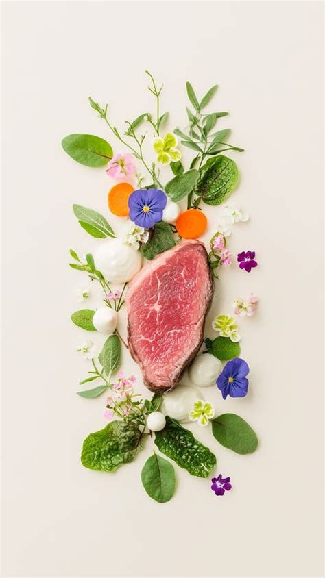 Gourmet Fine Dining Dish with Fresh Herbs and Edible Flowers Stock ...