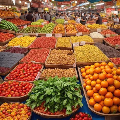 Premium AI Image | A Scene From A Photo Taken In A Bustling Food Market