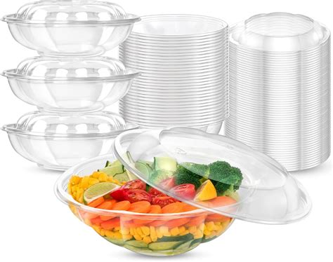 Amazon.com: Fit Meal Prep 100 Pack 64 oz Disposable Plastic Clear Salad ...