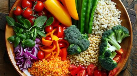 Premium Photo | A vibrant display of a wholesome meal featuring fresh ...