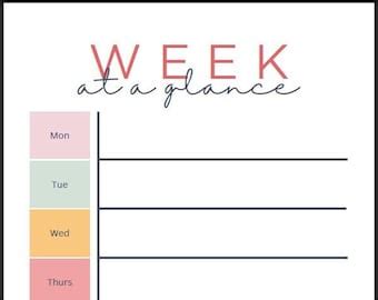 Colorful Weekly Meal Planner - Etsy