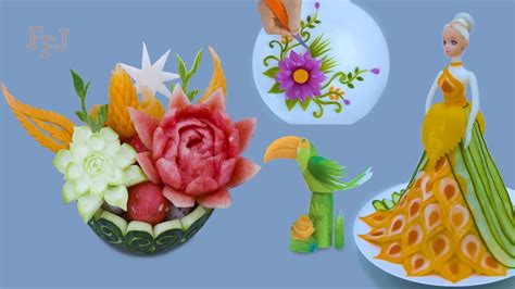 4 Artistic Fruit &amp; Vegetable Platter Ideas *How to Carving &amp; Garnishing ...