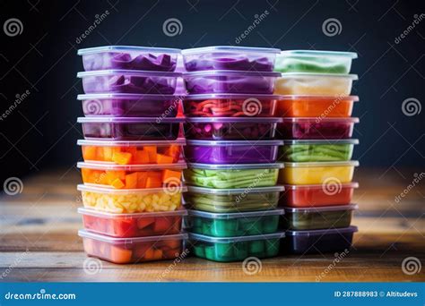 Colorful Meal Prep Containers Stacked Neatly Stock Image - Image of ...