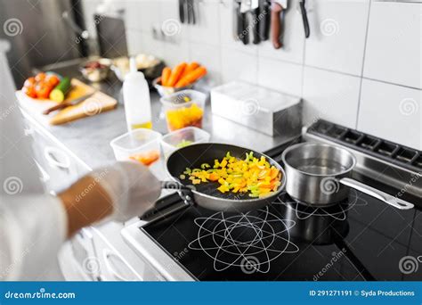 Close Up of Chef Cooking Food at Restaurant Stock Image - Image of ...