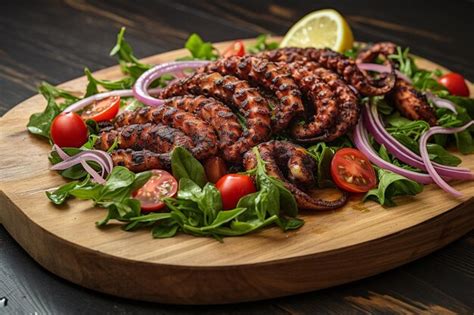 Premium Photo | Delicious Grilled Octopus Salad with Fresh Herb Garnish