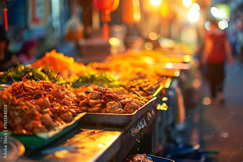 Authentic street food experience, an image capturing the vibrancy and ...