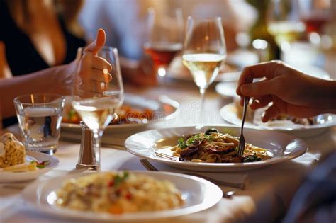 Group of Friends Enjoying a Meal Together at a Restaurant Stock Image ...