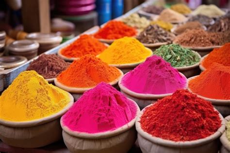 Premium AI Image | A colorful display of spices at a roadside market