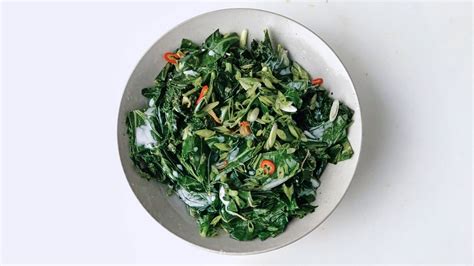 Aromatic Wilted Greens with Coconut Milk Recipe | Bon Appétit