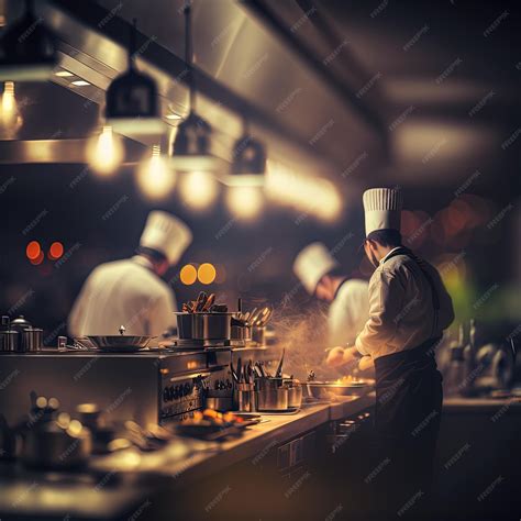 Premium Photo | Professional kitchen with chefs cooking restaurant ...