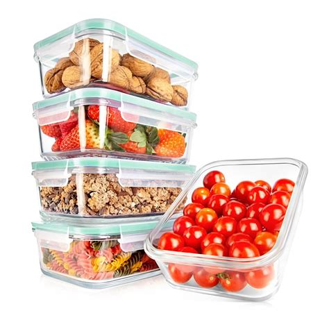 NutriChef 10-Piece Stackable Superior Glass Meal-prep Storage ...