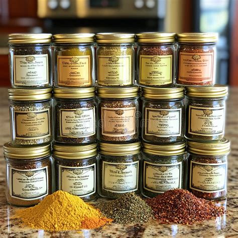 Variety of Spice Blends in Small Jars for Culinary Delights Stock Image ...