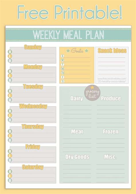 Free Printable Weekly Meal Planner + Calendar