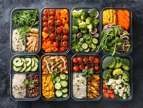 Colorful Healthy Meal Prep Containers Stock Image - Image of chicken ...