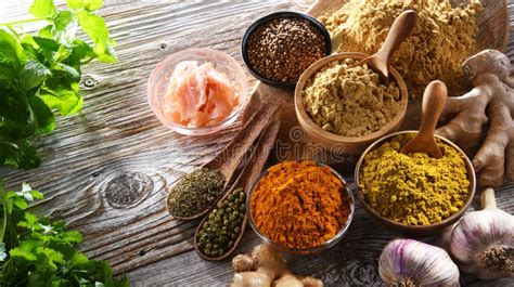 Composition with Assortment of Spices and Herbs Stock Photo - Image of ...