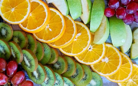 Vibrant Close Up View of Catering Food on Wooden Table Stock Photo ...